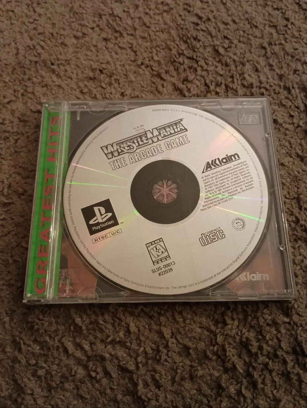 Wrestlemania The Arcade Game Playstation 1 GAME DISC CASE NO MANUAL PRE-OWNED